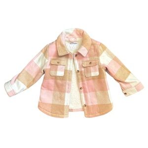 Old Navy Kids Plaid Jacket - Pink and Tan